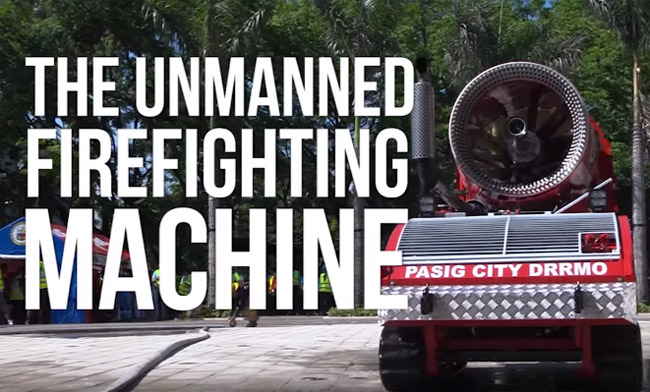 Watch: Pasig City is now using Remote Controlled Firefighting Machine Pumping 2,500 liters of Water per Minute